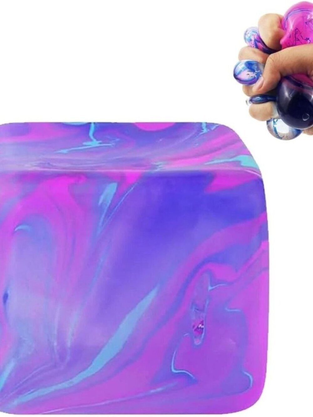 Squeeze Stress Cube Fidget Toy Squish Sugar Ball Sensory Relief Anxiety (Blue)
